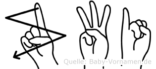 Zwi im Fingeralphabet der Deutschen Gebärdensprache
