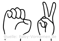 Ev im Fingeralphabet der Deutschen Gebärdensprache