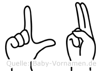 Lu im Fingeralphabet der Deutschen Gebärdensprache
