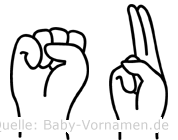 Su im Fingeralphabet der Deutschen Gebärdensprache