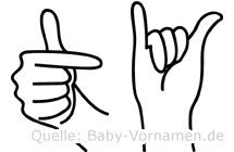 Ty im Fingeralphabet der Deutschen Gebärdensprache
