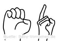 Ed im Fingeralphabet der Deutschen Gebärdensprache