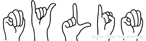 Mylim im Fingeralphabet der Deutschen Gebärdensprache