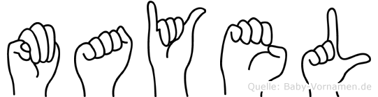 Mayel im Fingeralphabet der Deutschen Gebärdensprache