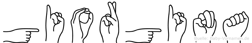 Giorgina im Fingeralphabet der Deutschen Gebärdensprache