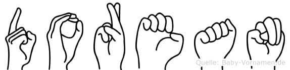 Dorean im Fingeralphabet der Deutschen Gebärdensprache