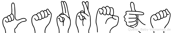 Laureta im Fingeralphabet der Deutschen Gebärdensprache