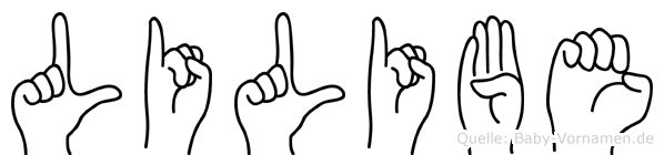 Lilibe im Fingeralphabet der Deutschen Gebärdensprache