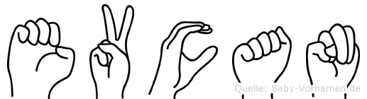 Evcan im Fingeralphabet der Deutschen Gebärdensprache