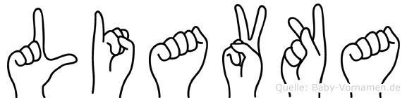 Liavka im Fingeralphabet der Deutschen Gebärdensprache