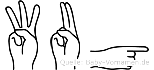 Wug im Fingeralphabet der Deutschen Gebärdensprache