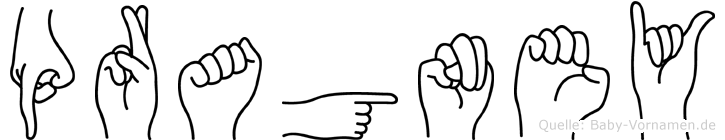 Pragney im Fingeralphabet der Deutschen Gebärdensprache