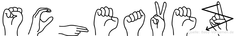 Scheavez im Fingeralphabet der Deutschen Gebärdensprache
