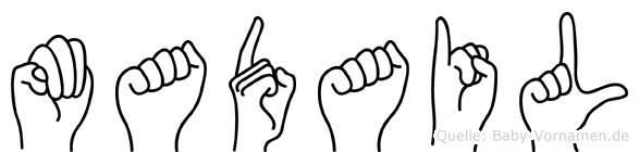 Madail im Fingeralphabet der Deutschen Gebärdensprache