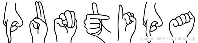 Puntipa im Fingeralphabet der Deutschen Gebärdensprache