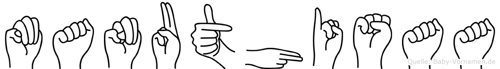 Manuthisaa im Fingeralphabet der Deutschen Gebärdensprache