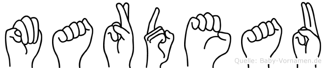 Mardeau im Fingeralphabet der Deutschen Gebärdensprache