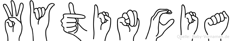 Wytincia im Fingeralphabet der Deutschen Gebärdensprache