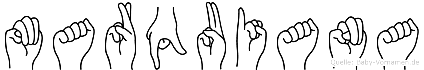 Marquiana im Fingeralphabet der Deutschen Gebärdensprache