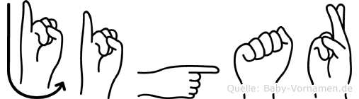 Jigar im Fingeralphabet der Deutschen Gebärdensprache