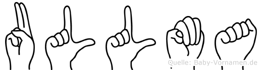 Ullma im Fingeralphabet der Deutschen Gebärdensprache