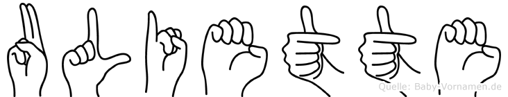 Uliette im Fingeralphabet der Deutschen Gebärdensprache