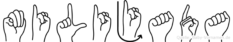 Milijada im Fingeralphabet der Deutschen Gebärdensprache
