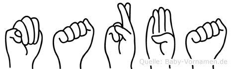 Marba im Fingeralphabet der Deutschen Gebärdensprache