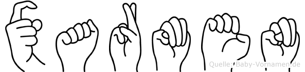 Xarmen im Fingeralphabet der Deutschen Gebärdensprache