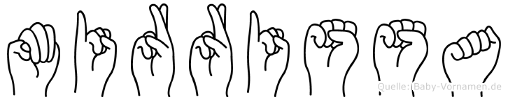 Mirrissa im Fingeralphabet der Deutschen Gebärdensprache