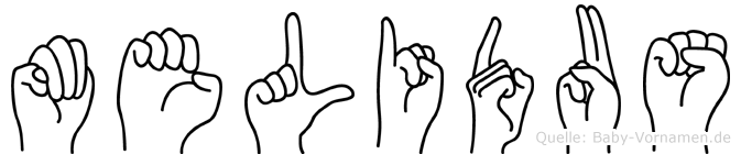 Melidus im Fingeralphabet der Deutschen Gebärdensprache