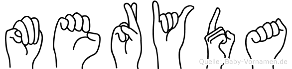 Meryda im Fingeralphabet der Deutschen Gebärdensprache