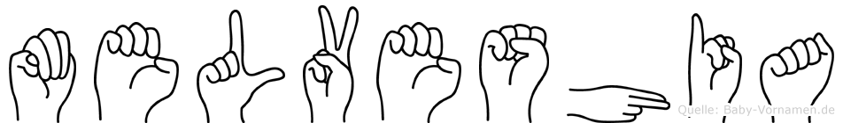 Melveshia im Fingeralphabet der Deutschen Gebärdensprache