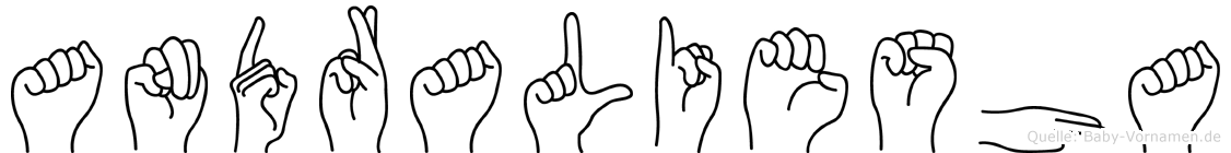 Andraliesha im Fingeralphabet der Deutschen Gebärdensprache