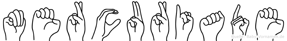 Mercuriade im Fingeralphabet der Deutschen Gebärdensprache