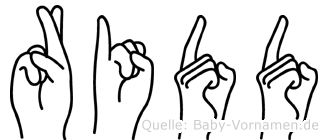 Ridd im Fingeralphabet der Deutschen Gebärdensprache