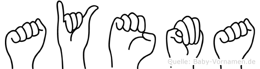 Ayema im Fingeralphabet der Deutschen Gebärdensprache