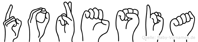 Doresia im Fingeralphabet der Deutschen Gebärdensprache