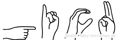Gicu im Fingeralphabet der Deutschen Gebärdensprache