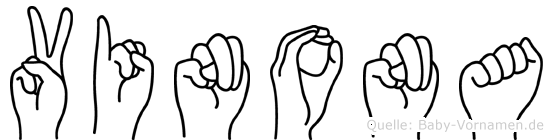Vinona im Fingeralphabet der Deutschen Gebärdensprache