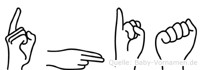 Dhia im Fingeralphabet der Deutschen Gebärdensprache