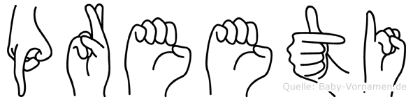 Preeti im Fingeralphabet der Deutschen Gebärdensprache