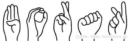Borak im Fingeralphabet der Deutschen Gebärdensprache
