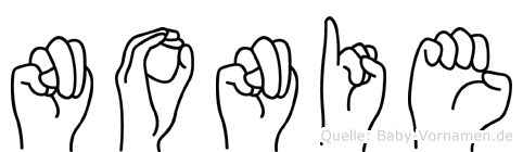 Nonie im Fingeralphabet der Deutschen Gebärdensprache