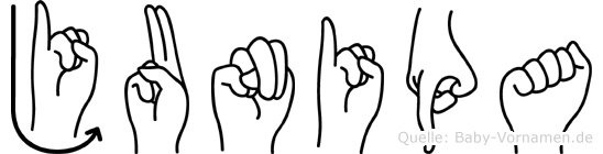 Junipa im Fingeralphabet der Deutschen Gebärdensprache