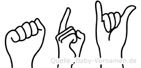 Ady im Fingeralphabet der Deutschen Gebärdensprache
