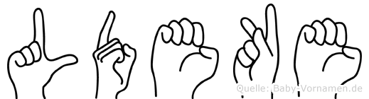 Lüdeke im Fingeralphabet der Deutschen Gebärdensprache