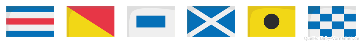 Cosmin im Flaggenalphabet