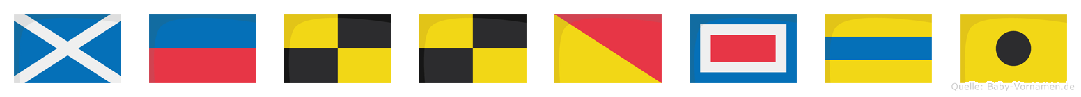 Mellowdi im Flaggenalphabet