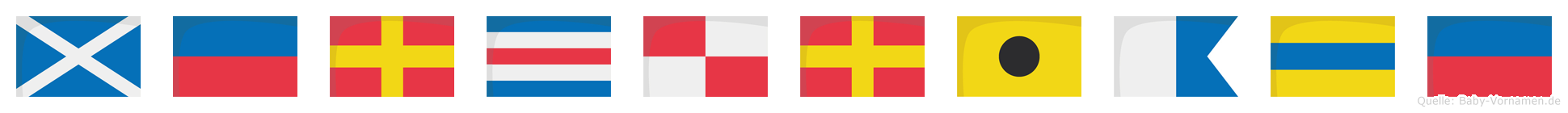 Mercuriade im Flaggenalphabet